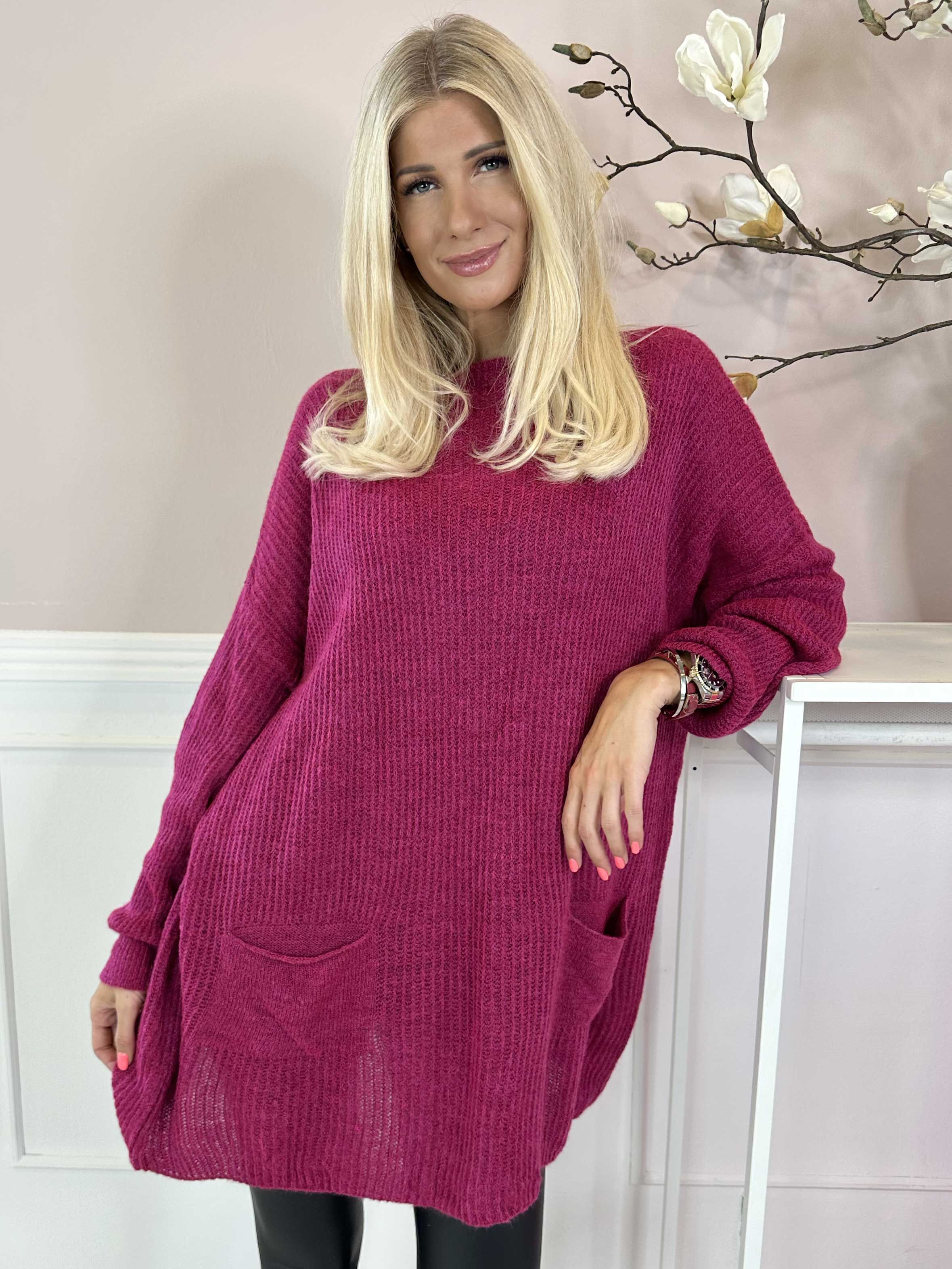 Dakota - Lang strikbluse med lommer